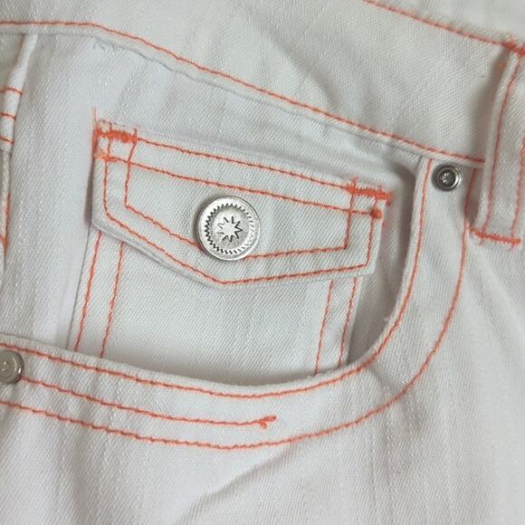 Y2K Crest Jeans White With Orange Stitching Size 15/ 16 - Picture 3 of 10